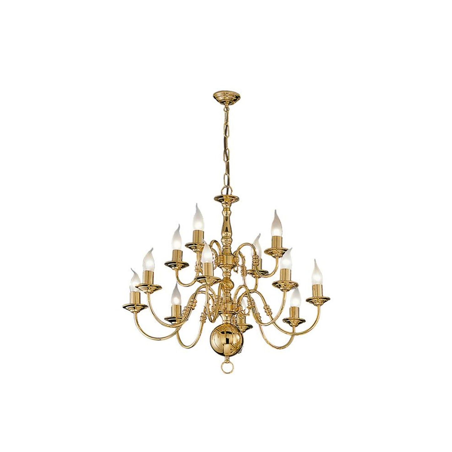 Robus 12-Light Chandelier in Polished Brass