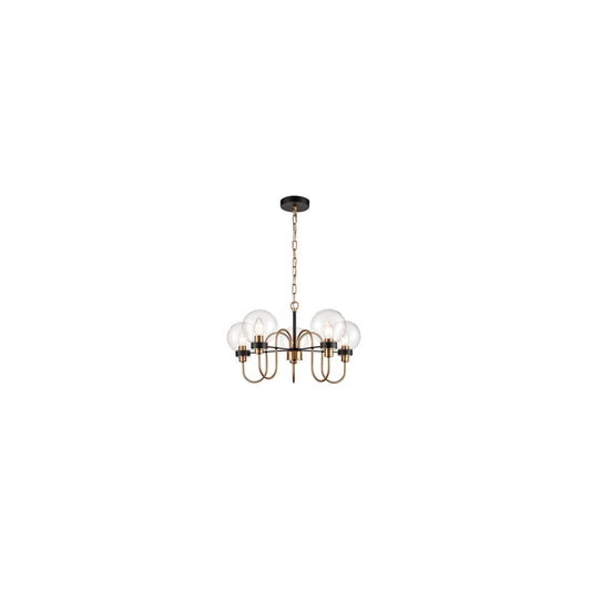 Talis 5-Light Pendant in Antique Gold & Matt Black