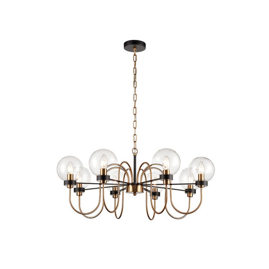 Talis 8-Light Pendant in Antique Gold & Matt Black