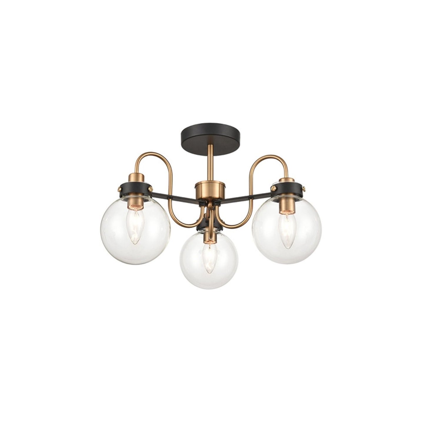 Talis 3-Light Ceiling Fitting Down in Antique Gold & Matt Black