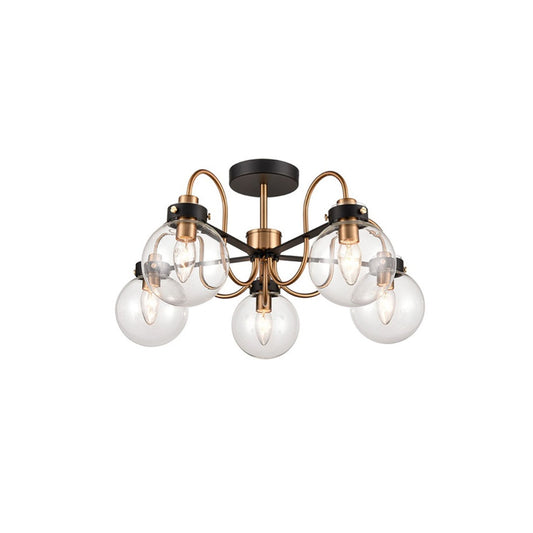 Talis 5-Light Ceiling Fitting Down in Antique Gold & Matt Black