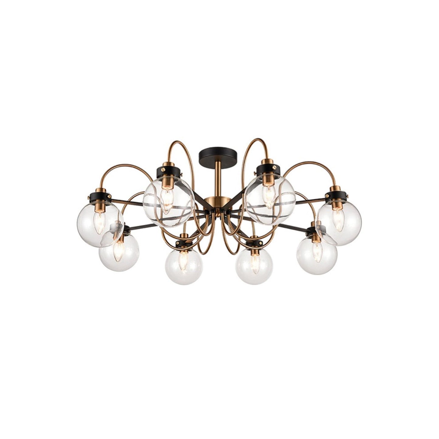 Talis 8-Light Ceiling Fitting Down in Antique Gold & Matt Black