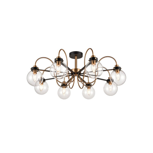 Talis 8-Light Ceiling Fitting Down in Antique Gold & Matt Black