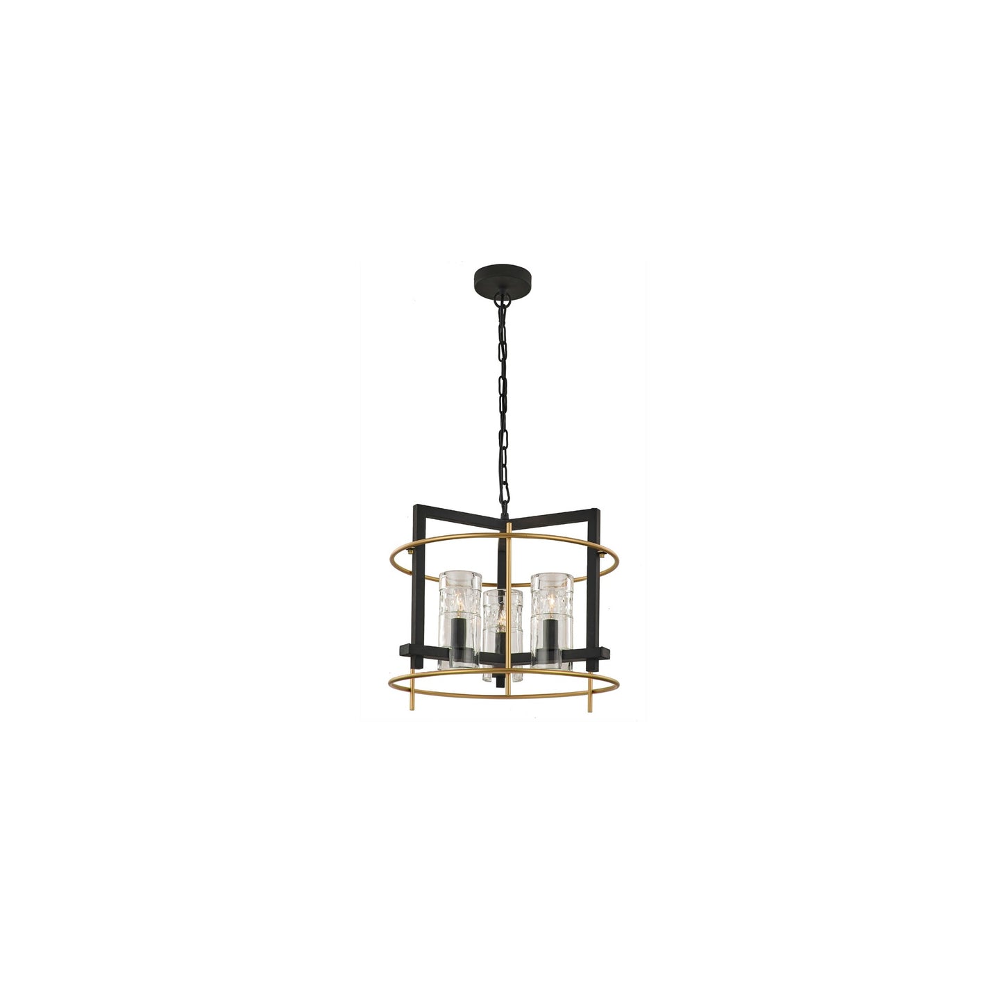 Obus 3-Light Pendant in Black & Gold