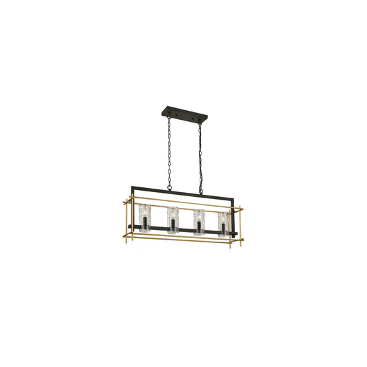 Obus 4-Light Pendant in Black & Gold