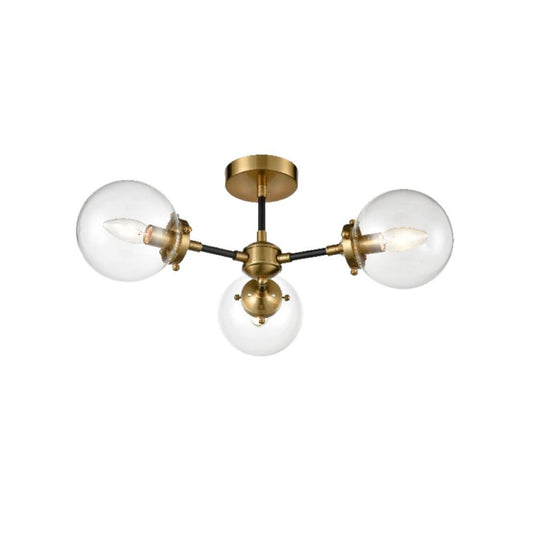 Captive 3-Light Ceiling Fitting in Matt Black & Antique Gold