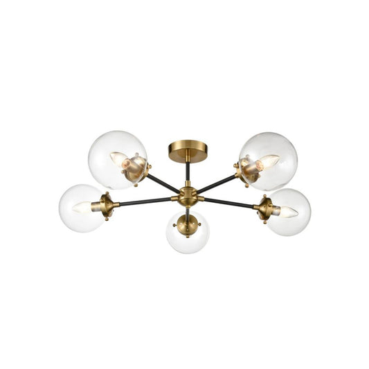 Captive 5-Light Ceiling Fitting in Matt Black & Antique Gold