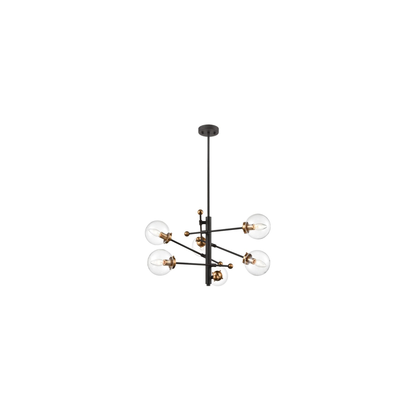 Hirst 6-Light Pendant in Black & Antique Brass