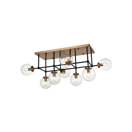 Hirst 8-Light Flush Mount in Black & Antique Brass