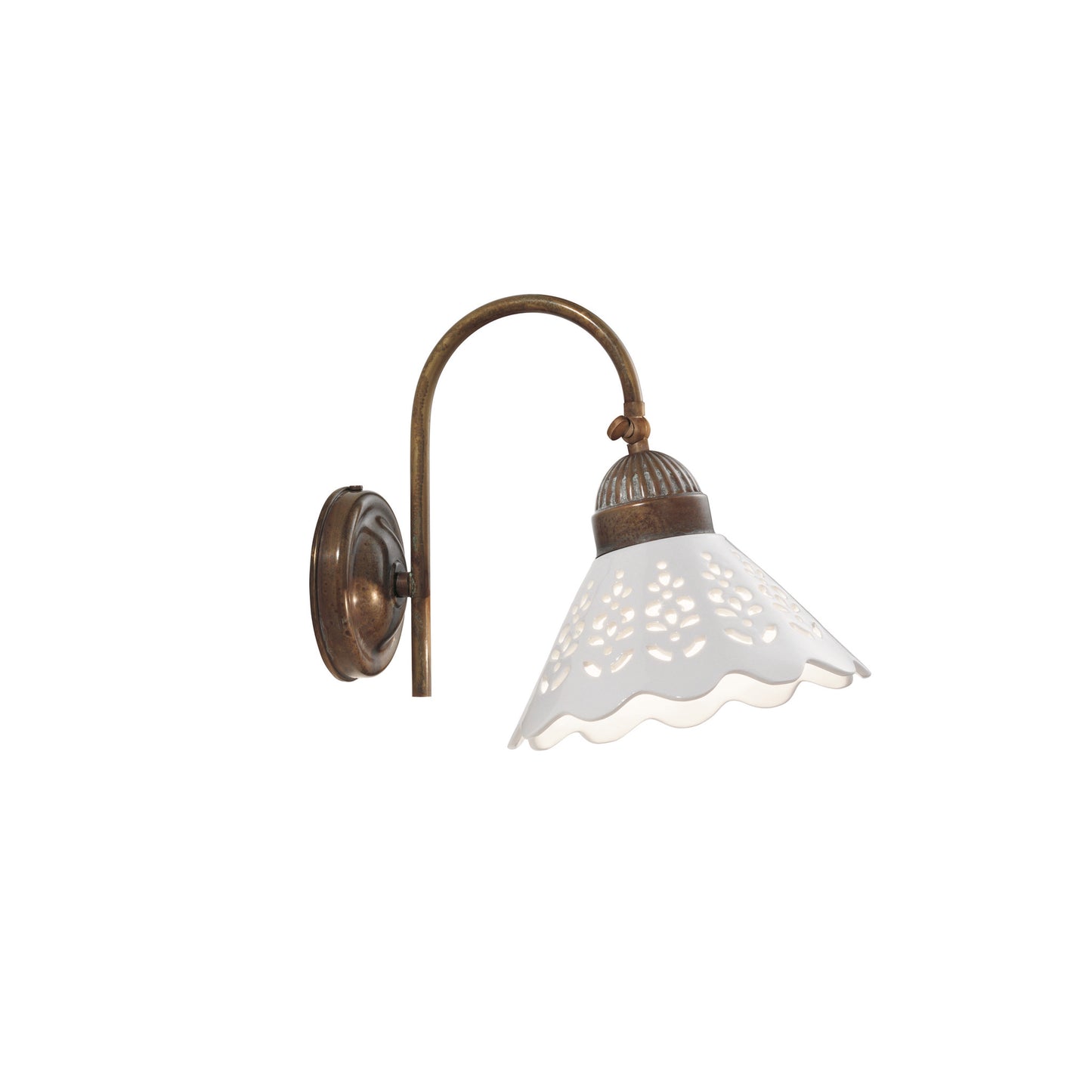 Fior Di Pizzo Wall Light in Antique Brass with Ceramic Shade