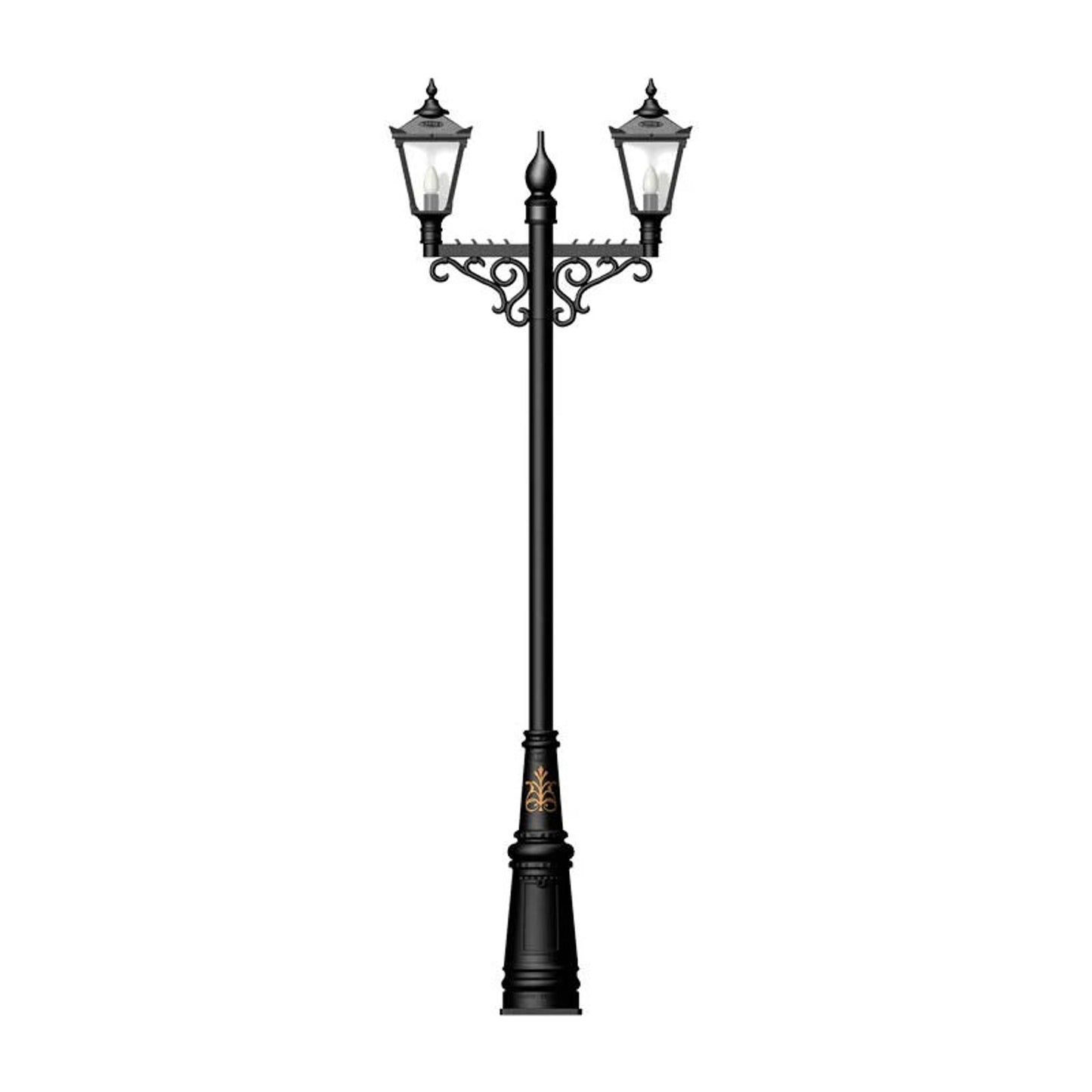 Victorian style large double headed lamp post 3.3m