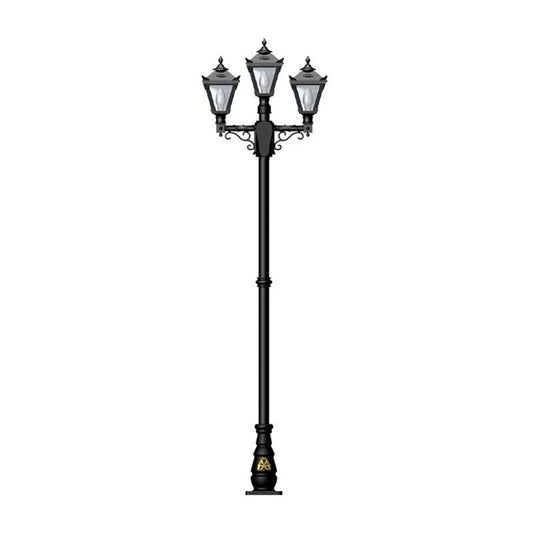 Victorian style medium triple headed lamp post 2.6m