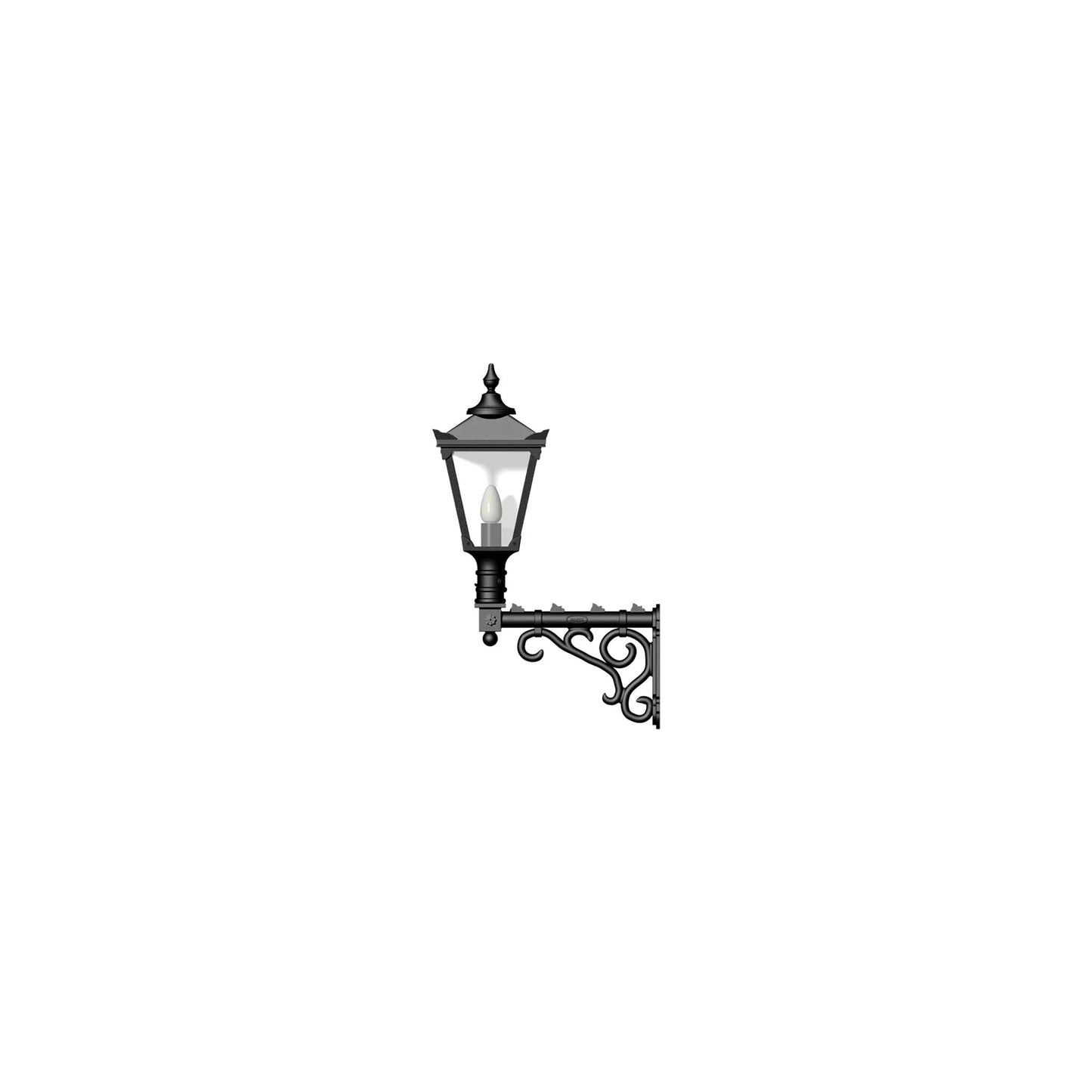 Victorian traditional cast iron wall light with decorative arm 0.97m