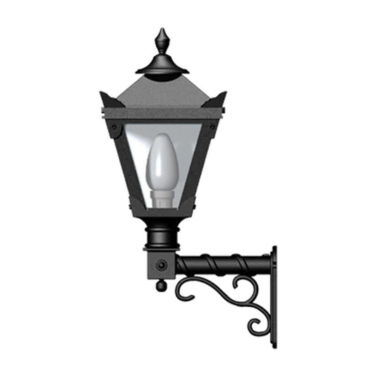 Victorian traditional cast iron wall light with decorative arm 0.58m