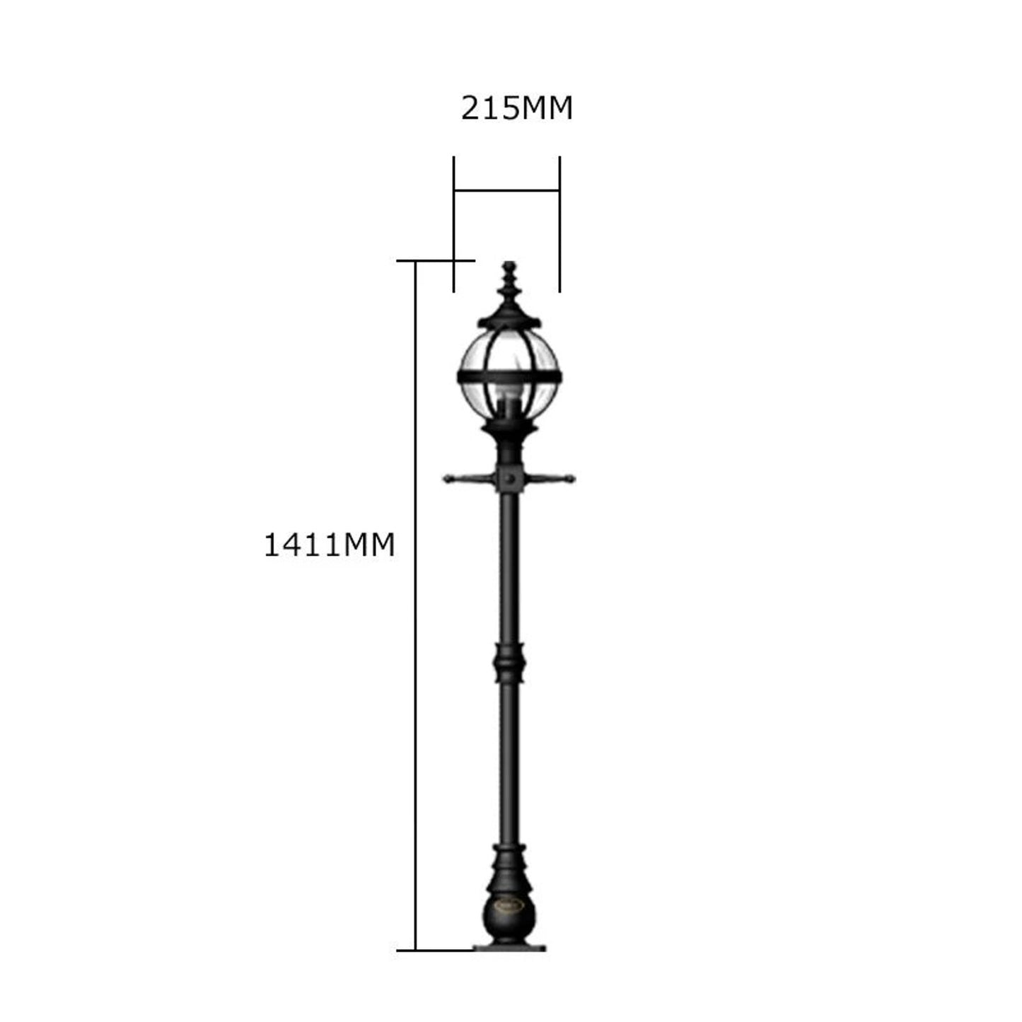 Victorian globe lamp post in cast iron 1.4m