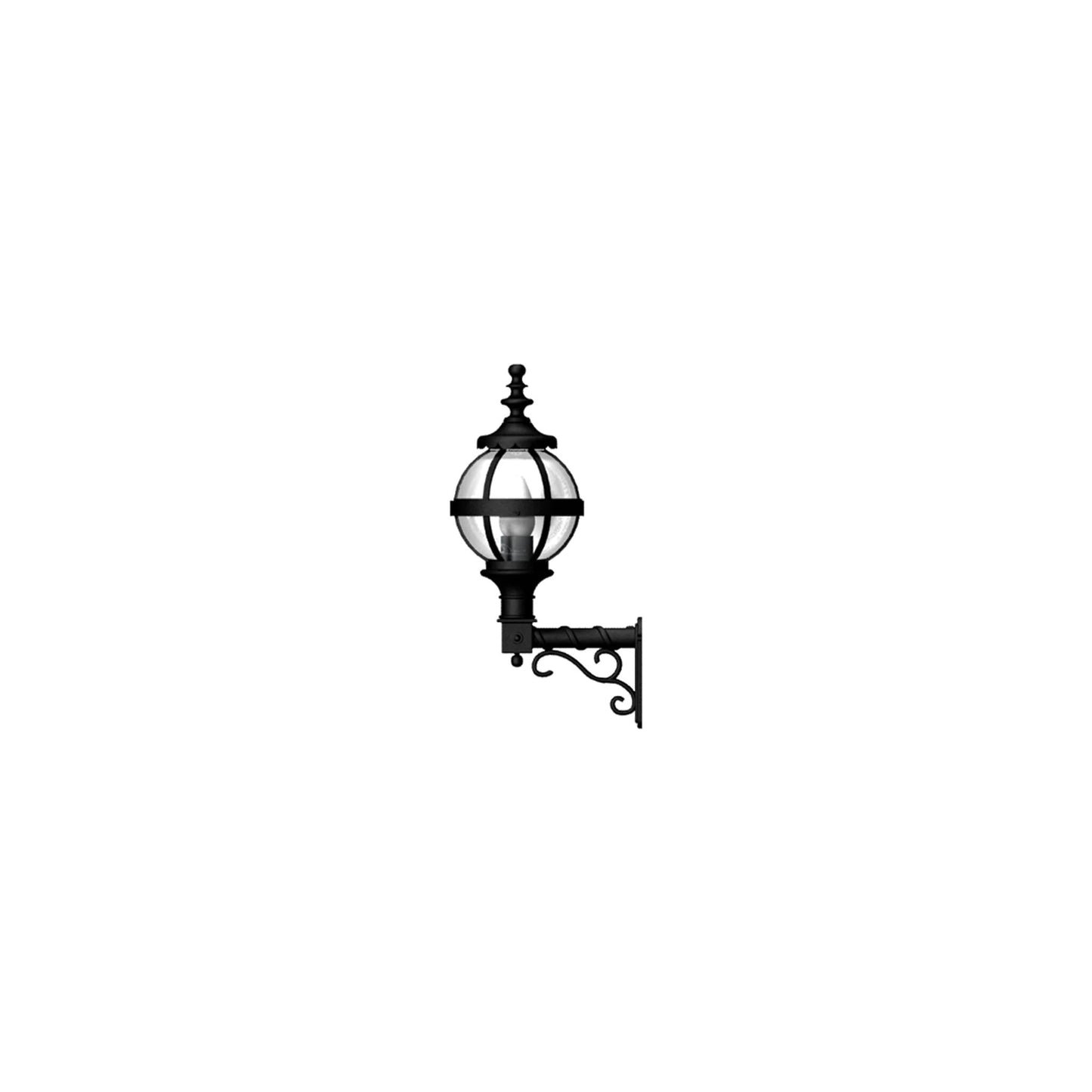 Victorian globe wall light in cast iron with decorative arm 0.59m