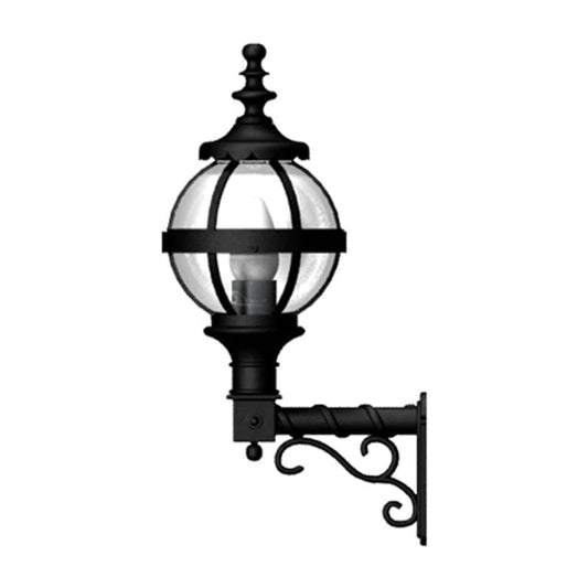 Victorian globe wall light in cast iron with decorative arm 0.59m