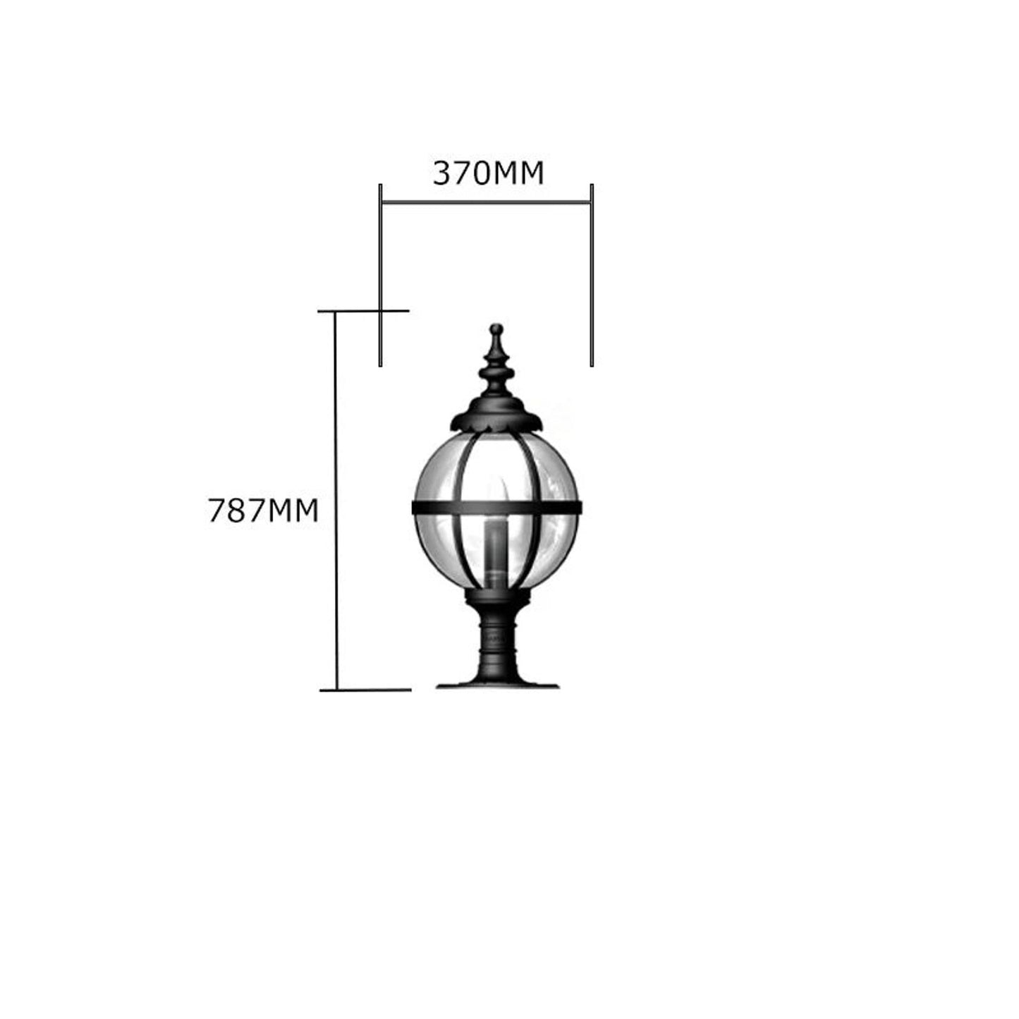 Victorian globe pier light in cast iron for flat pier caps 0.79m