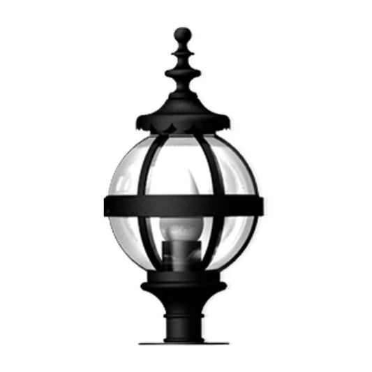 Victorian globe pier light in cast iron for narrow pier caps 0.42m