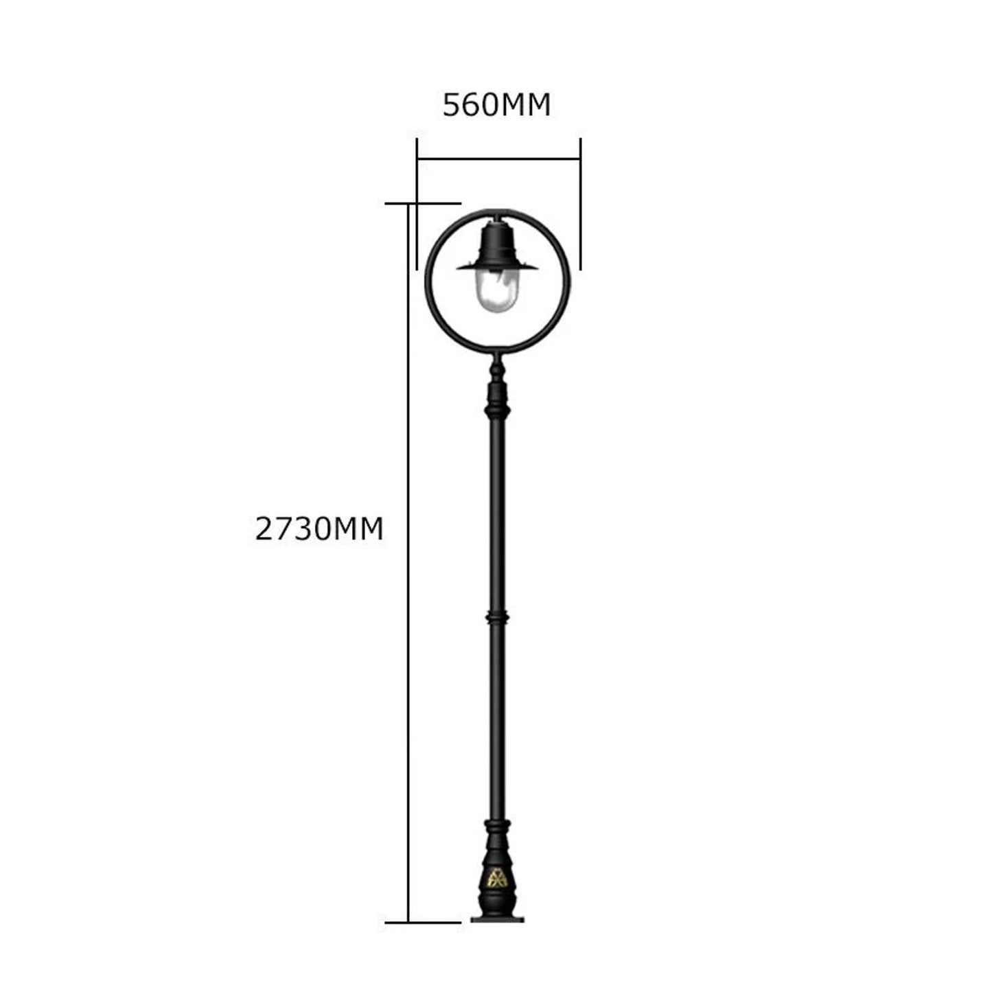 Classic railway style lamp post in cast iron and steel 2.73m