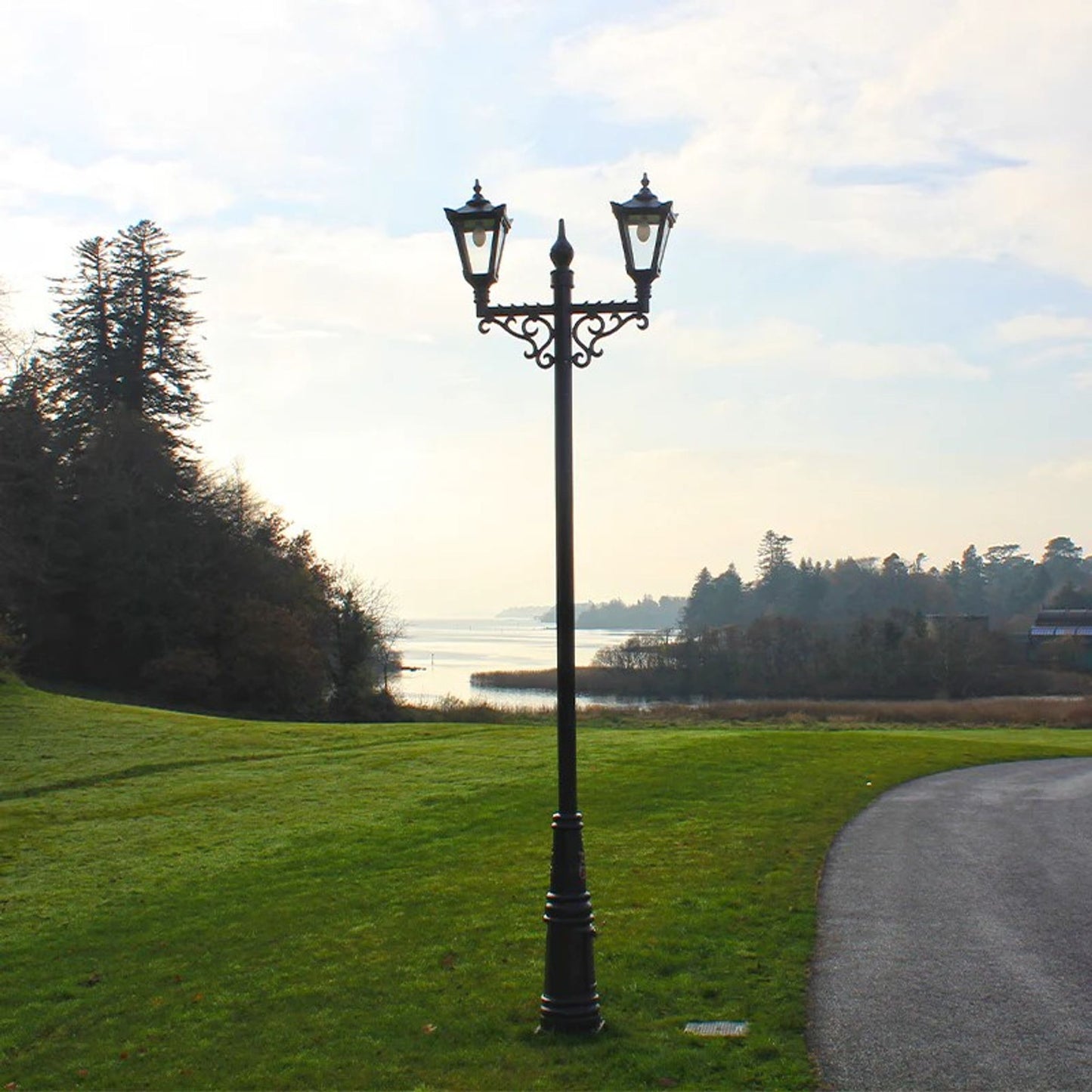 Victorian style large double headed lamp post 3.3m