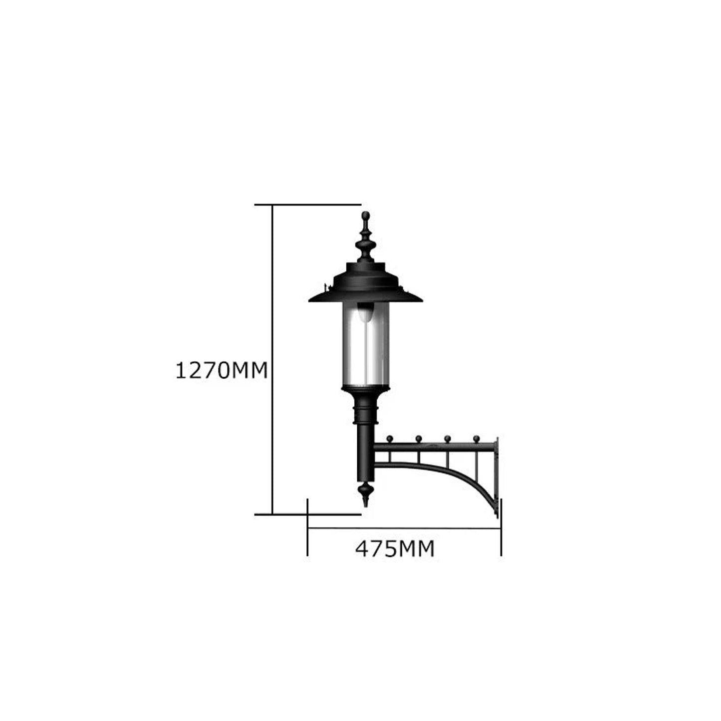 Large Georgian style wall light in cast iron and steel 1.27m