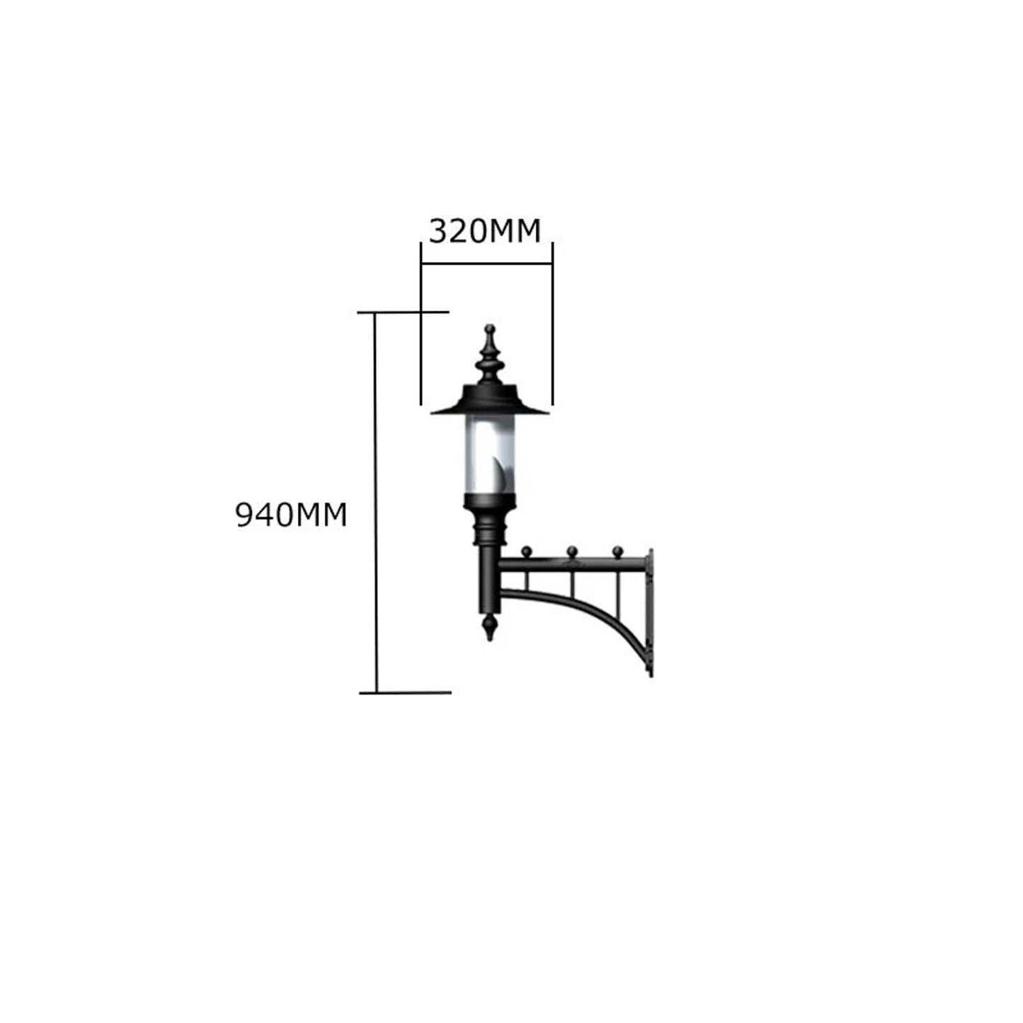 Georgian style wall light in cast iron and steel 0.94m