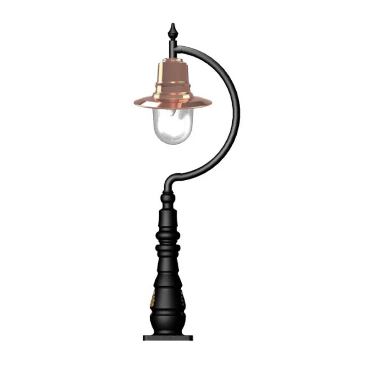 Vintage tear drop pedestal light in cast iron and steel 1.3m