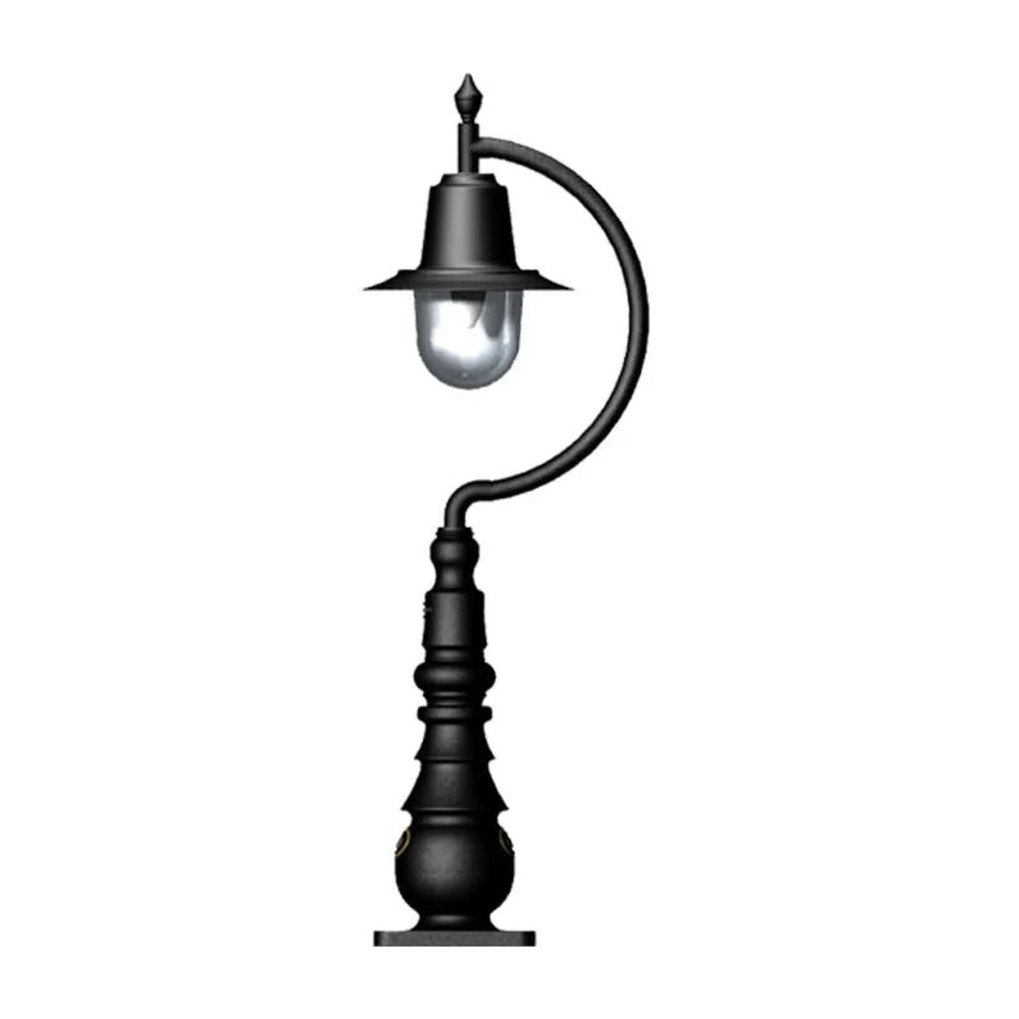 Vintage tear drop pedestal light in cast iron and steel 0.82m