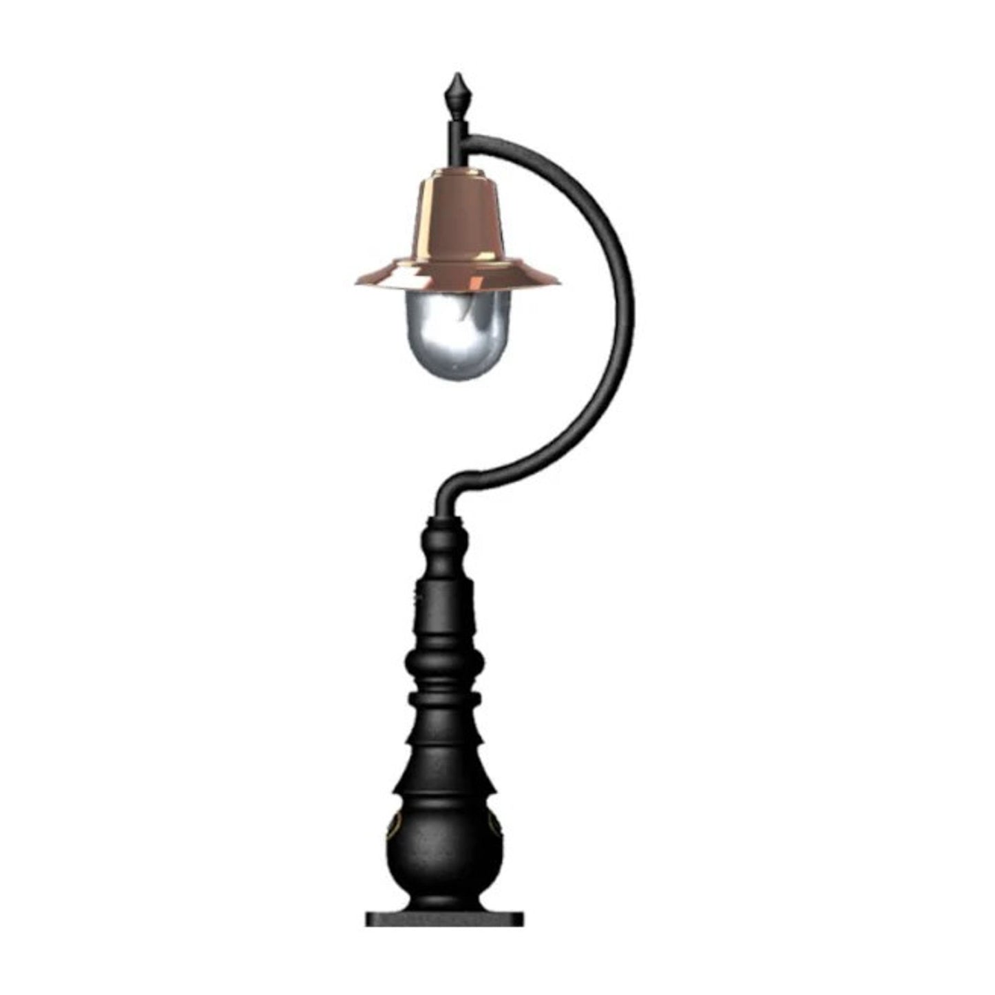 Vintage tear drop pedestal light in cast iron and steel 0.82m