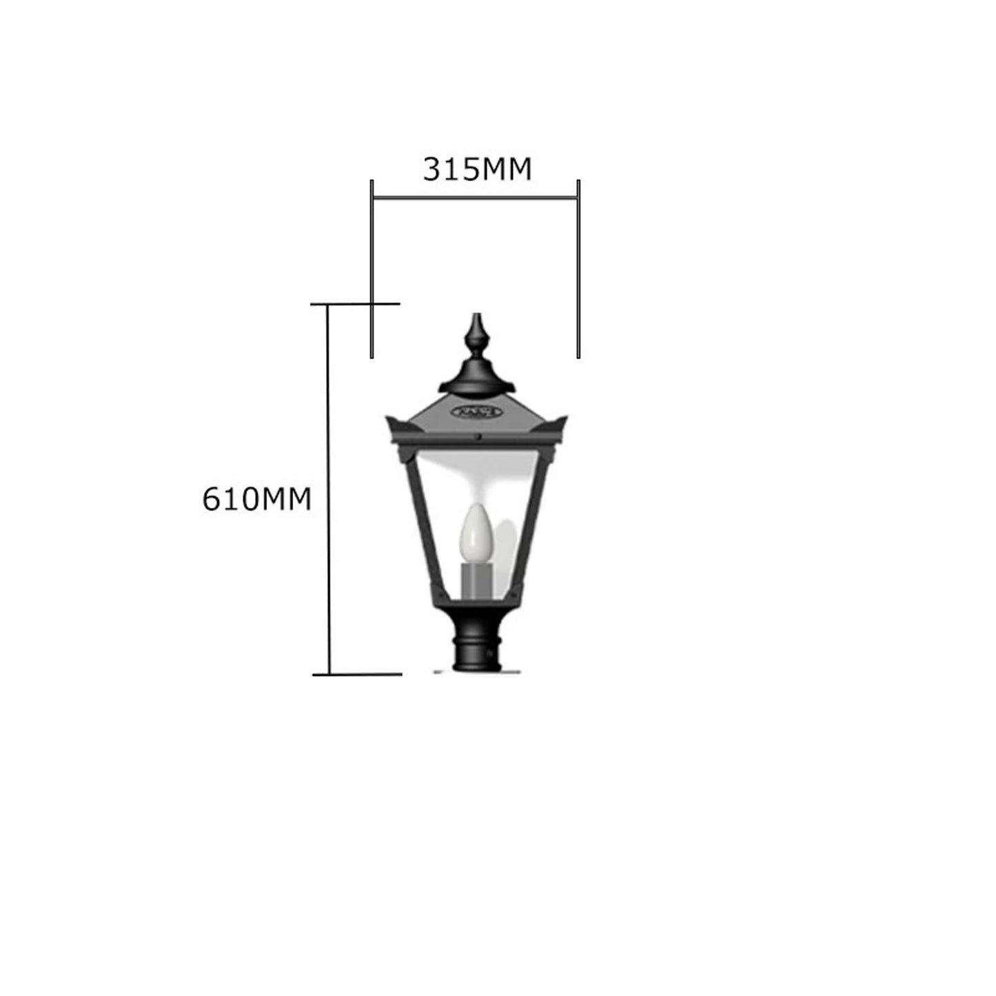 Victorian traditional cast iron pier light for narrow pier caps 0.6m