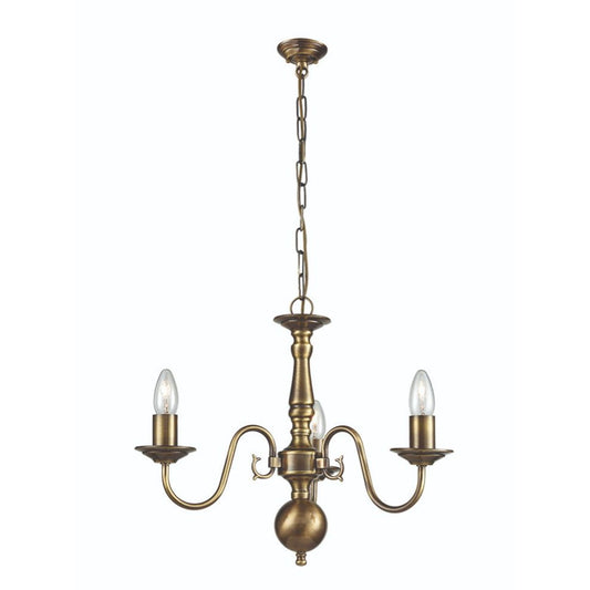 Milos 3-Light Chandelier in Bronzed Brass