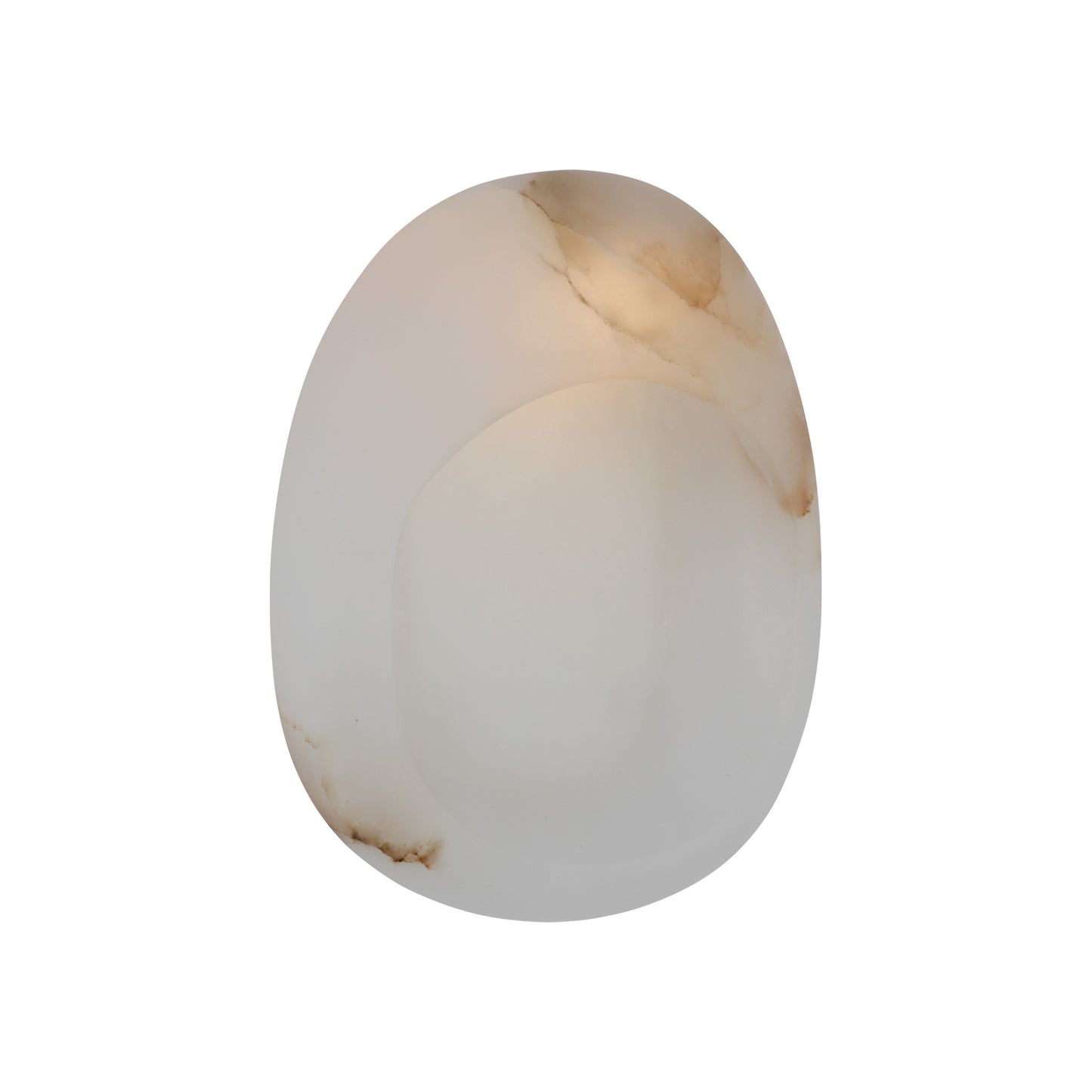 Esculpa 14" Rounded Wall Light in Alabaster and Antique-Burnished Brass