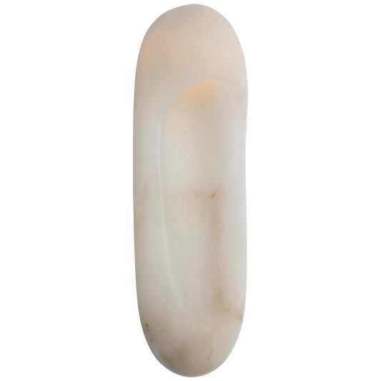 Esculpa 18" Elongated Wall Light in Alabaster and Antique-Burnished Brass