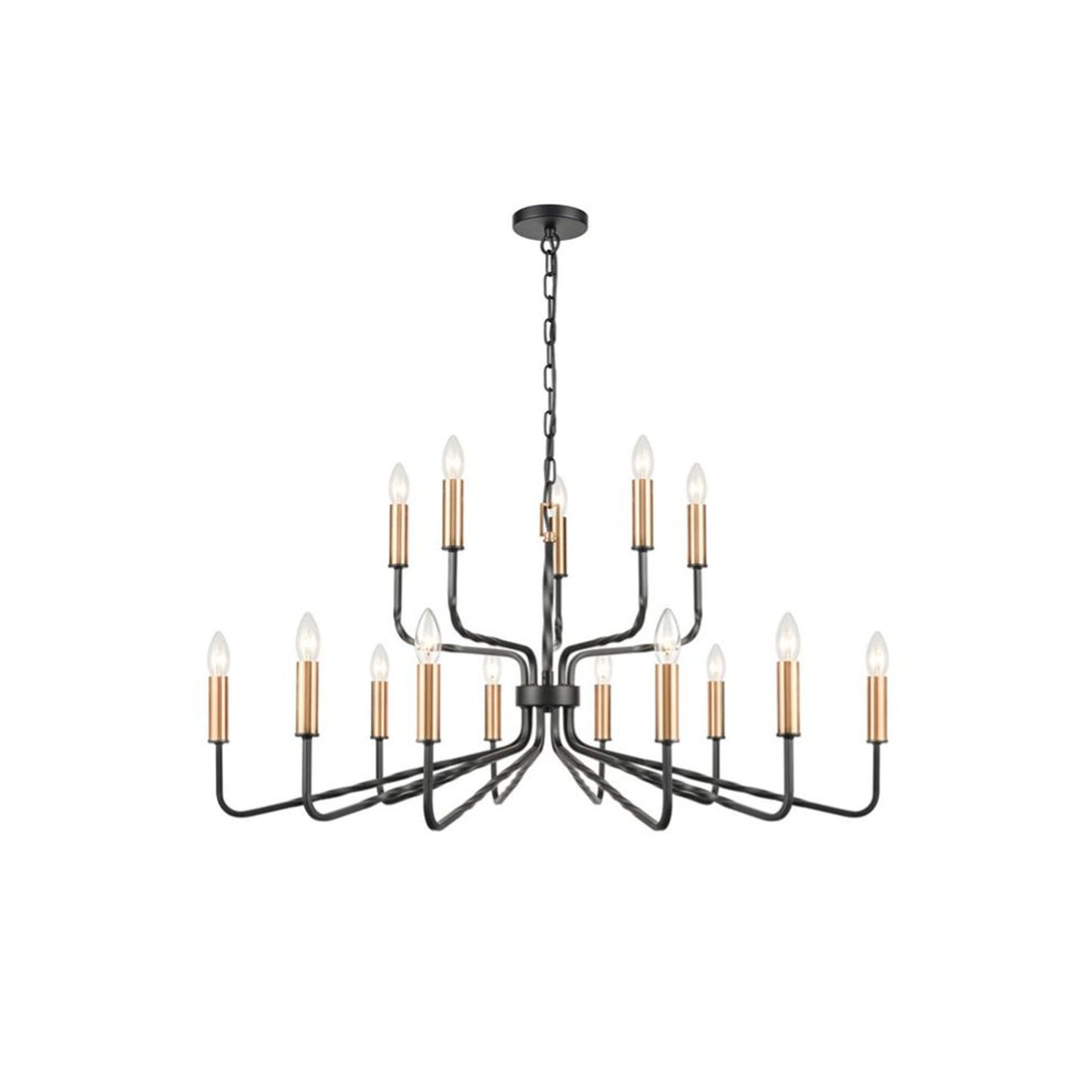 Scene 15-Light Chandelier in Antique Bronze with Brushed Brass Detail