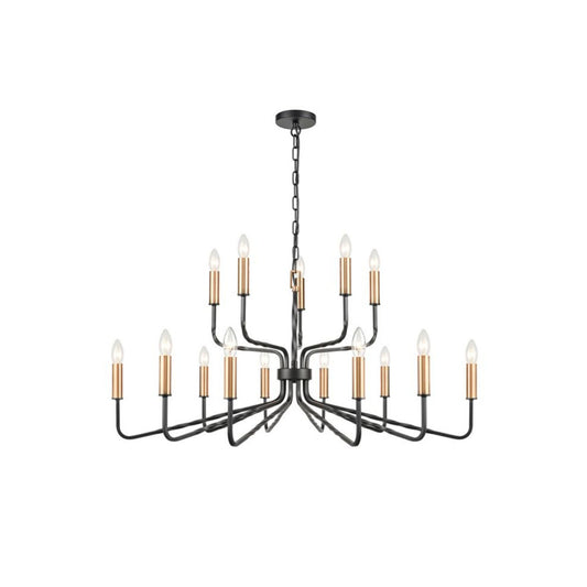 Scene 15-Light Chandelier in Antique Bronze with Brushed Brass Detail