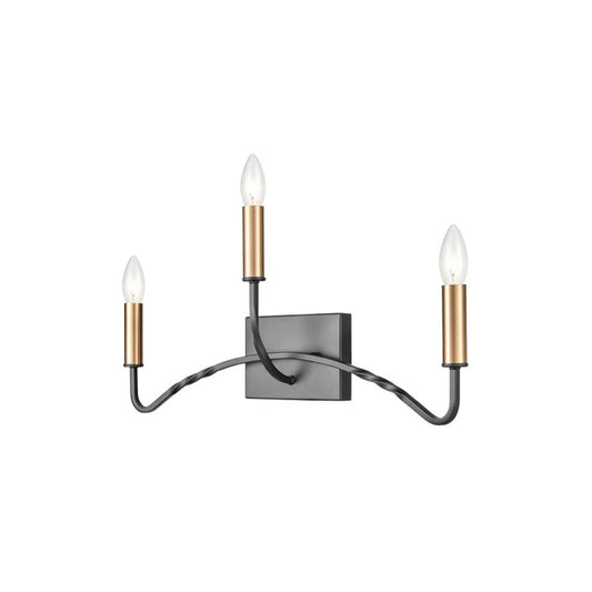 Scene 3-Light Wall Bracket in Antique Bronze with Brushed Brass Details