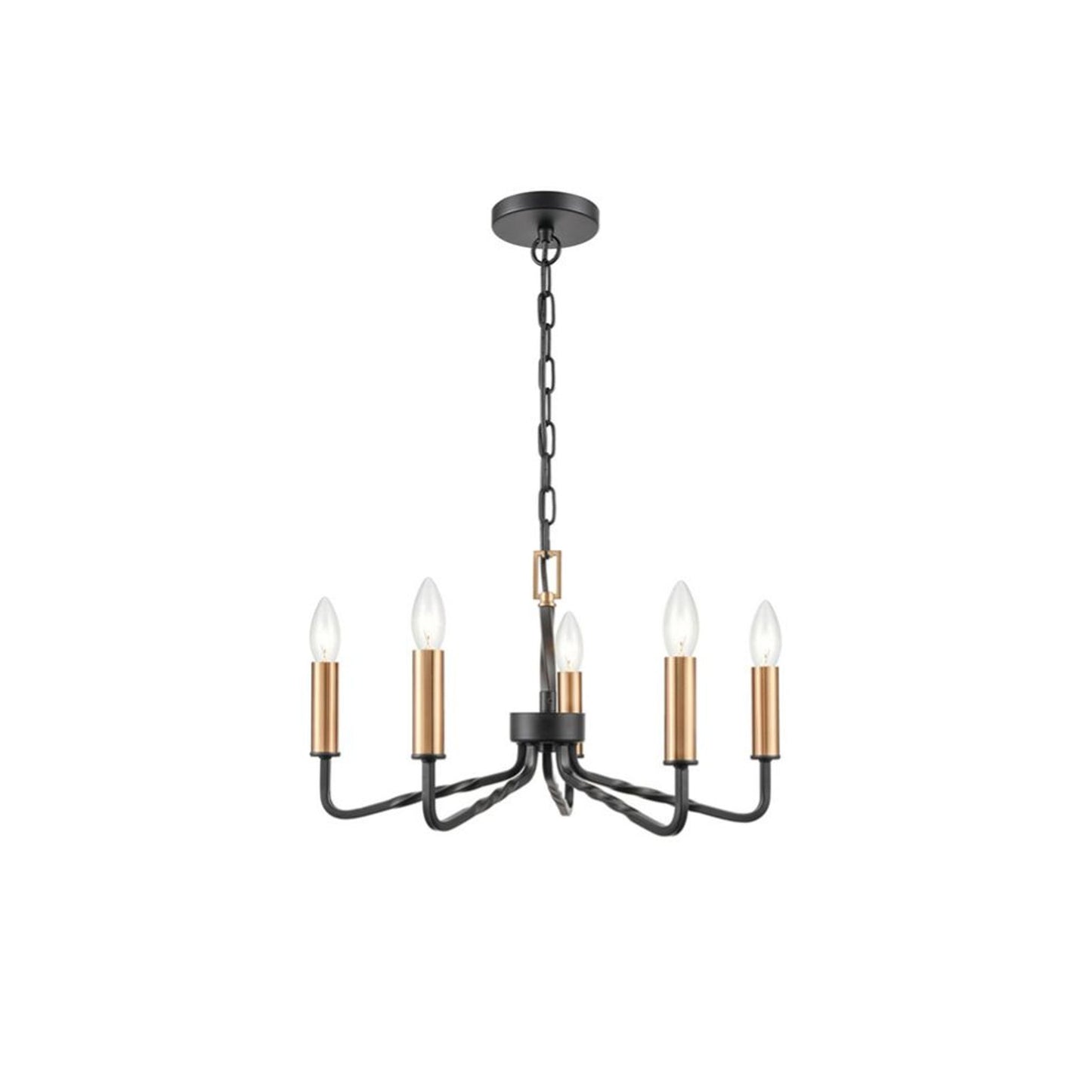 Scene 5-Light Chandelier in Antique Bronze with Brushed Brass Detail