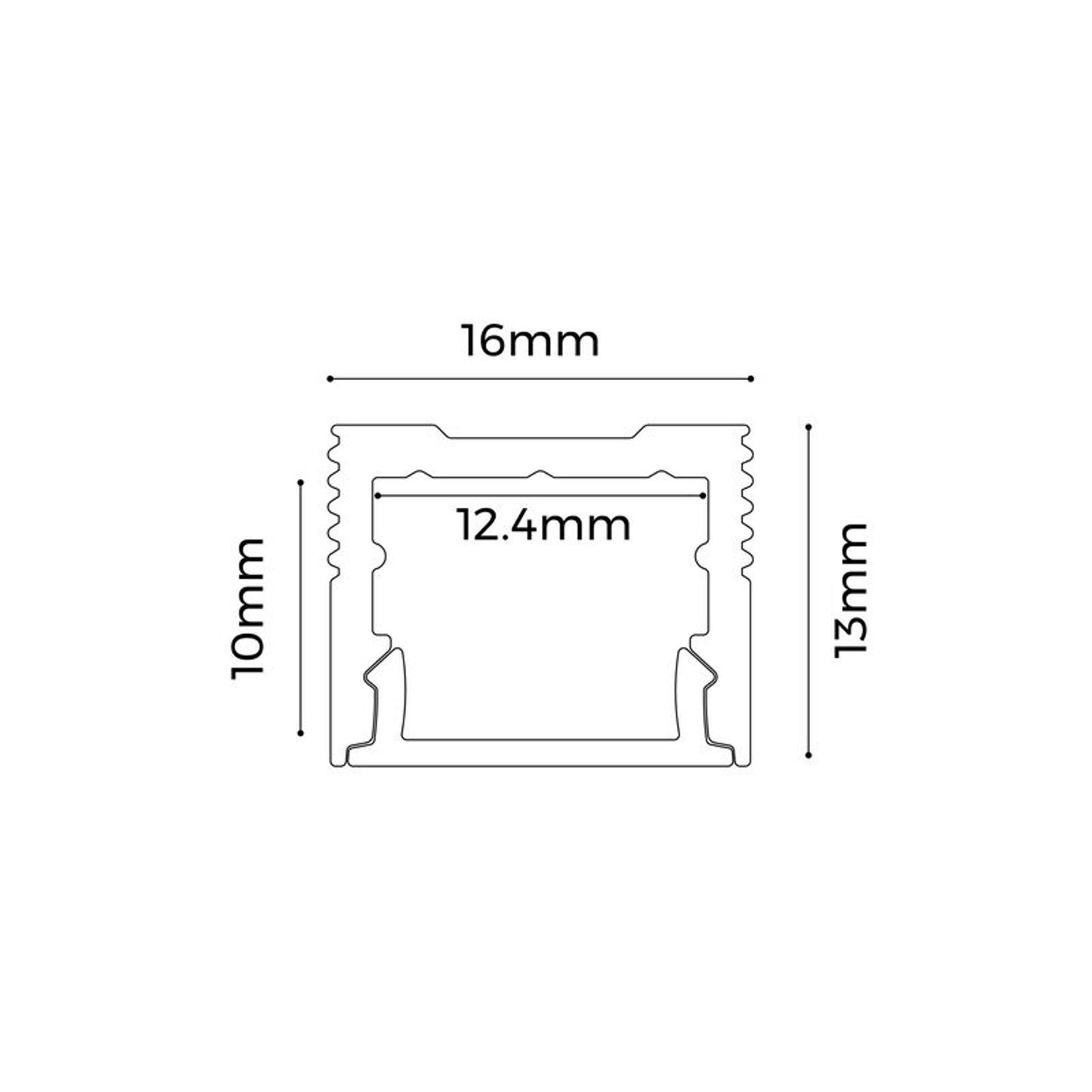 Surface mount profile kit 2m length. C/w profile, diffuser, 2 end caps & 4 mounting brackets