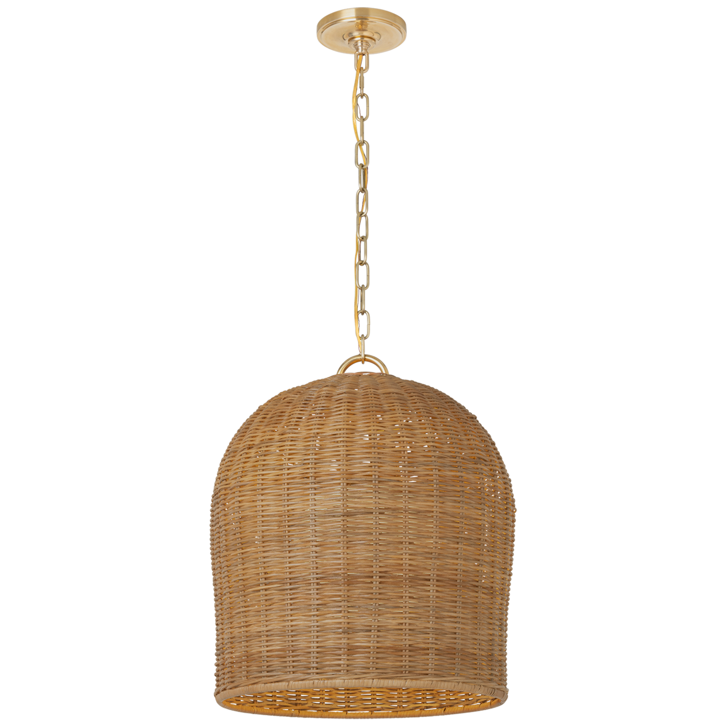 Nancy Woven Hanging Shade in Soft Brass with Natural Wicker Shade