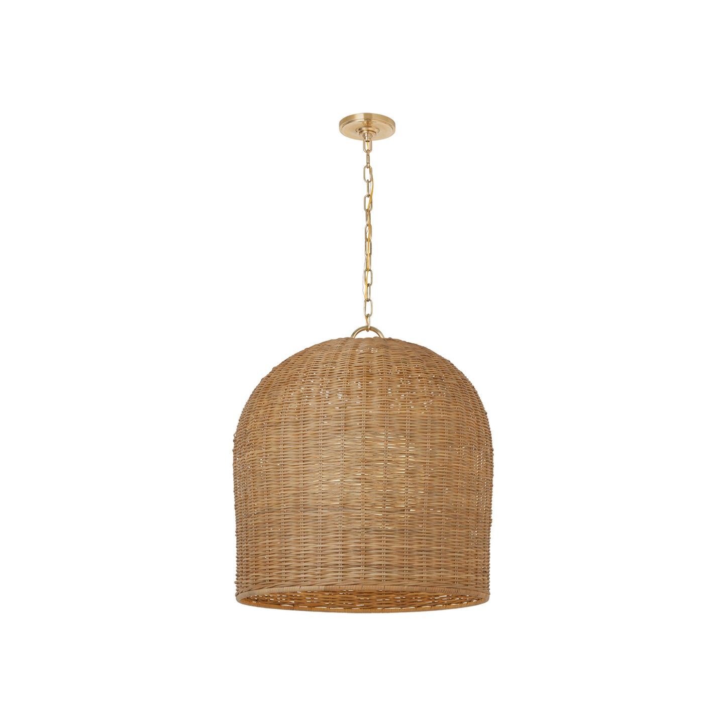 Nancy Woven Hanging Shade in Soft Brass with Natural Wicker Shade