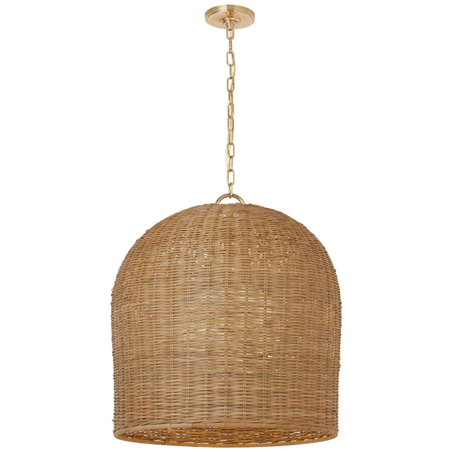 Nancy Woven Hanging Shade in Soft Brass with Natural Wicker Shade