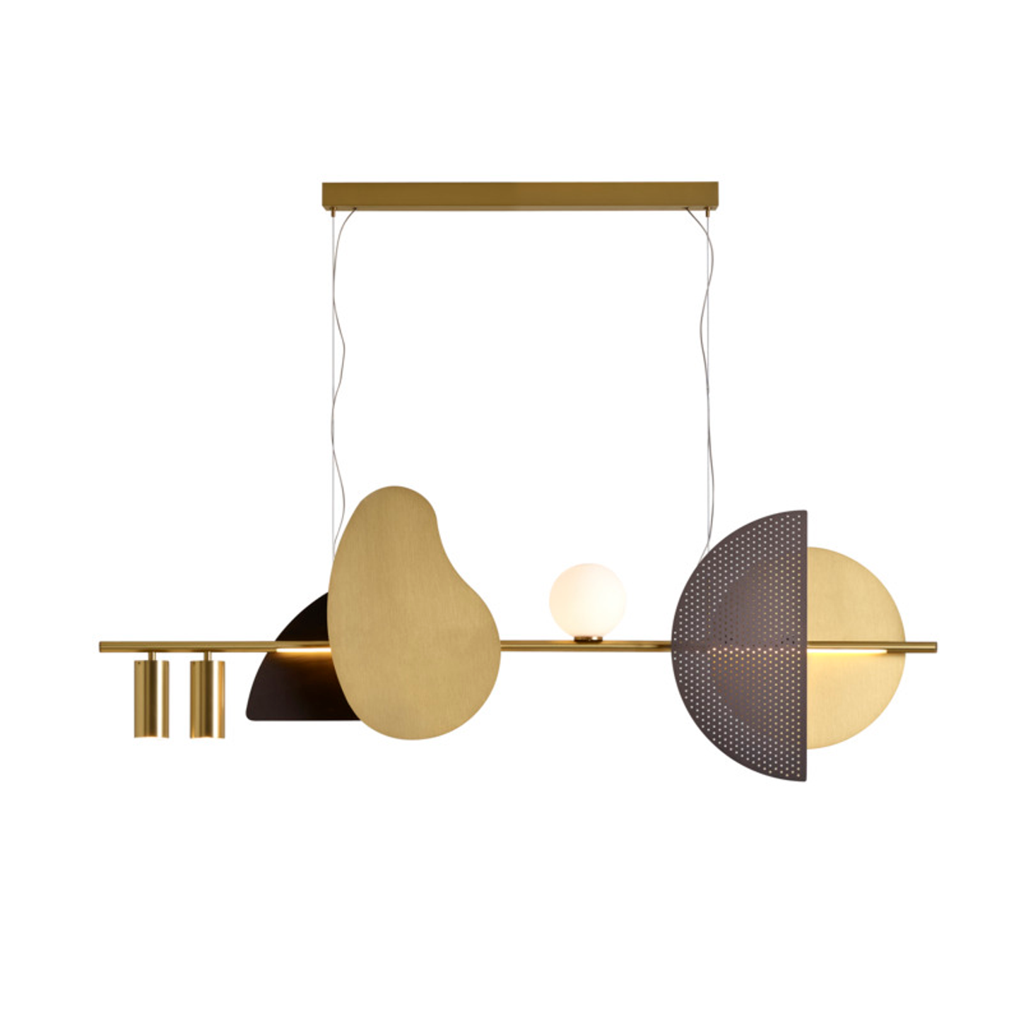 Nacho 1300 LED Pendant in Satin Brass and Satin Satin Graphite