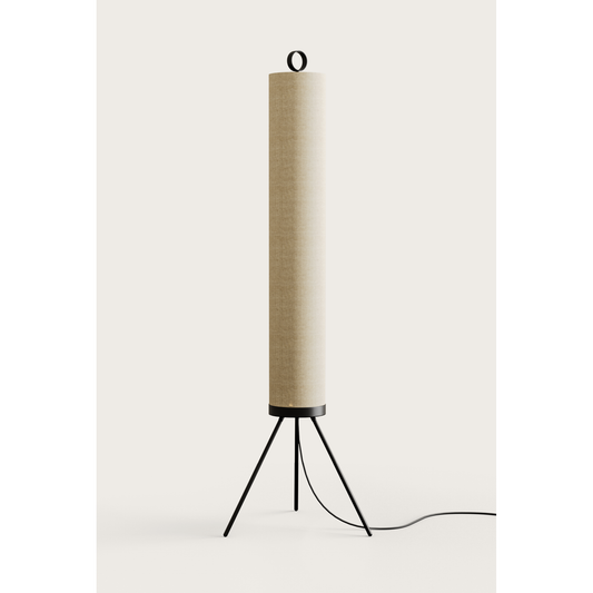 Nooi Floor Lamp in Matt Black with Cream Linen Textile Shade