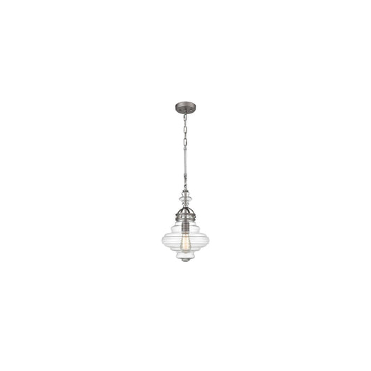 Peta 1-Light Pendant in Brushed Silver with Clear Glass