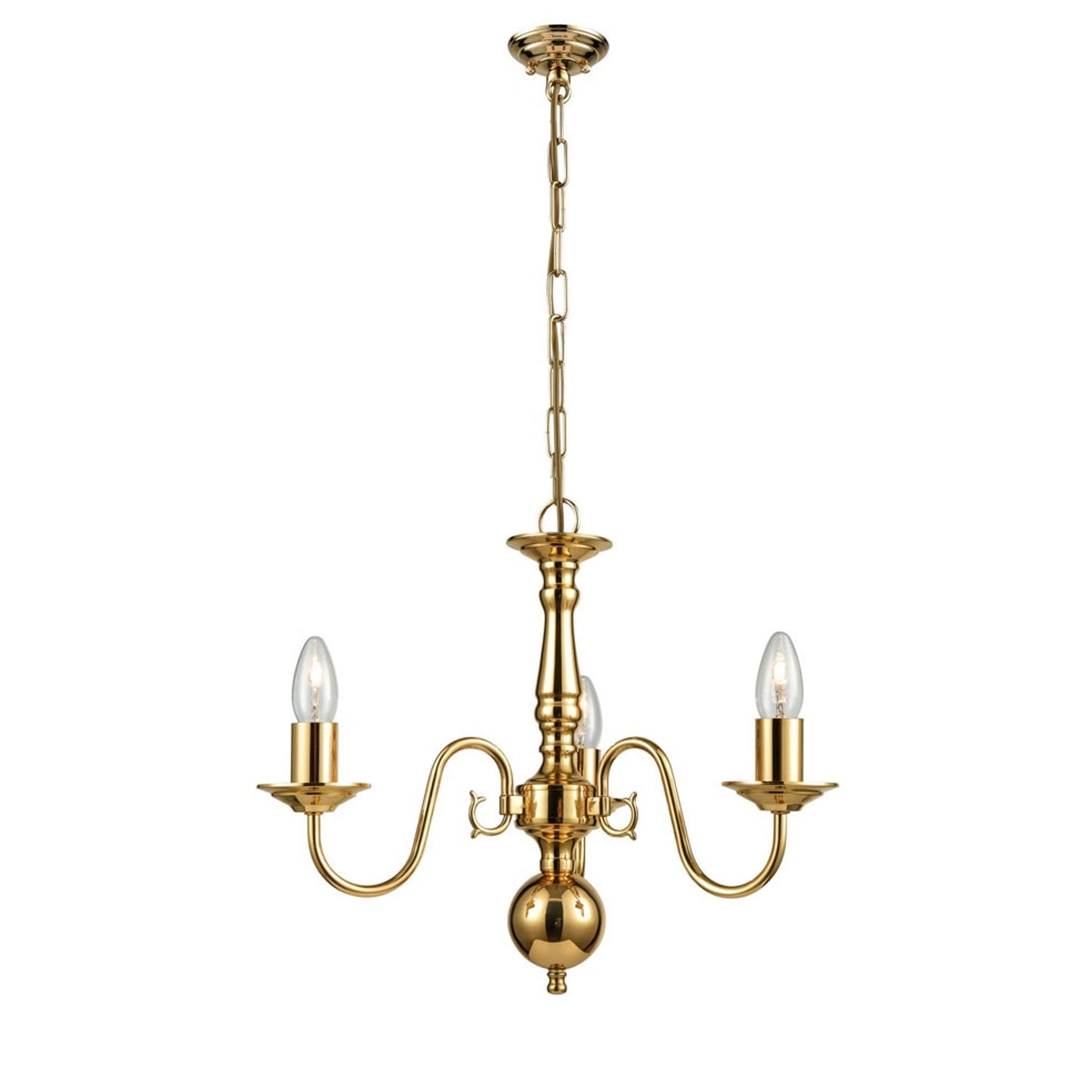 Robus 3-Light Chandelier in Polished Brass