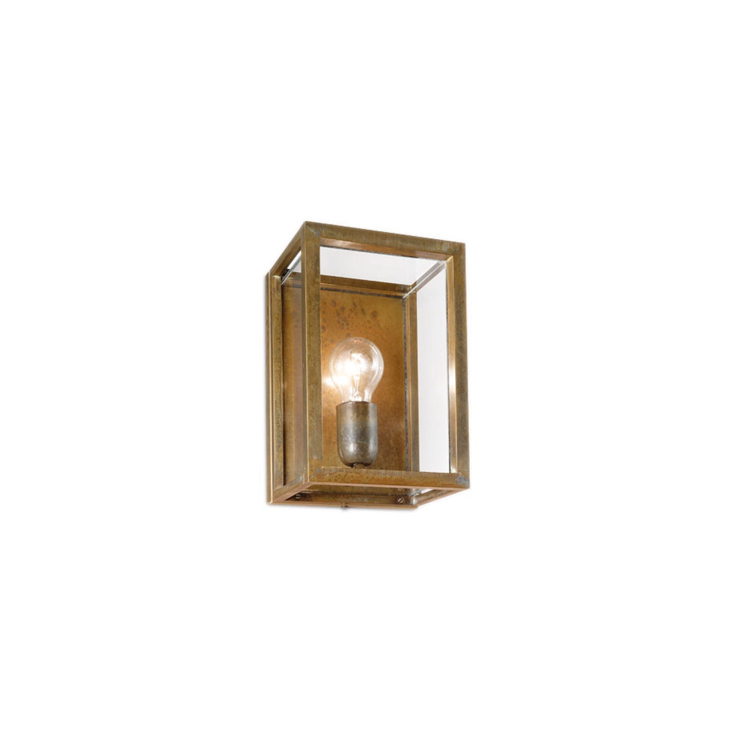 Quadro Outdoor Wall Light in Antique Brass