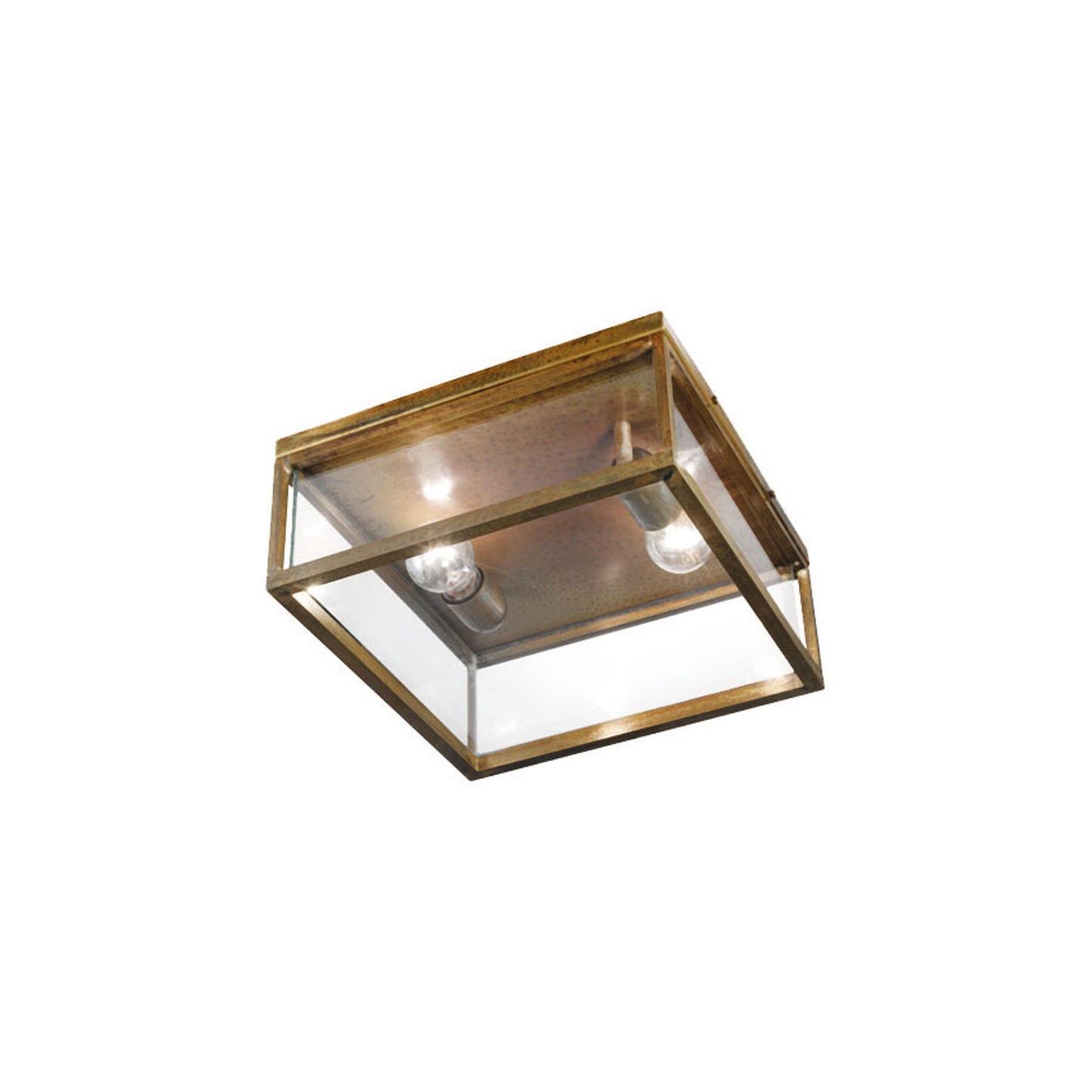 Quadro Outdoor Ceiling Light in Antique Brass