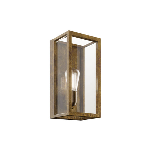 Quadro Outdoor Tall Wall Light in Antique Brass