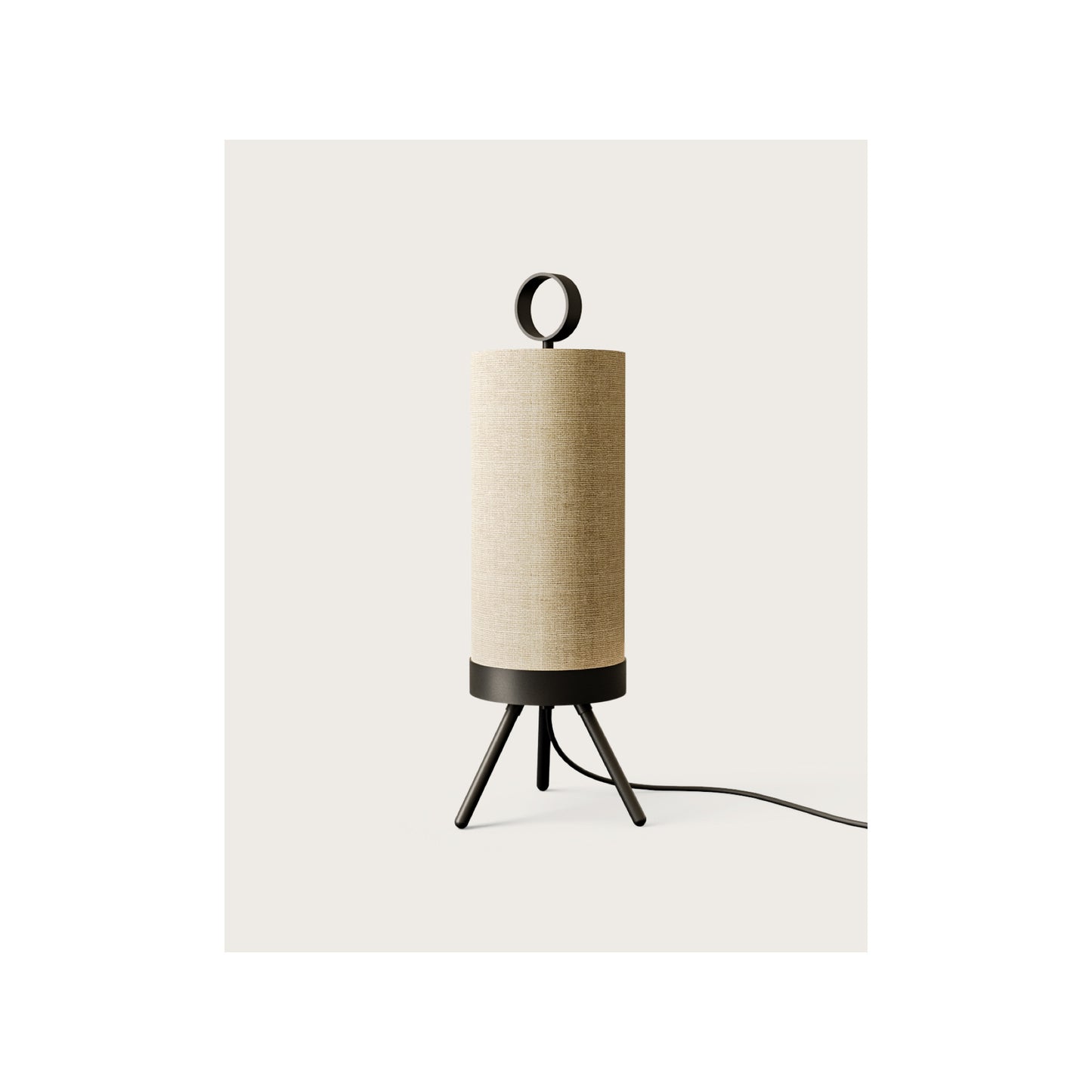 Nooi Table Lamp in Matt Black with Cream Linen Textile Shade